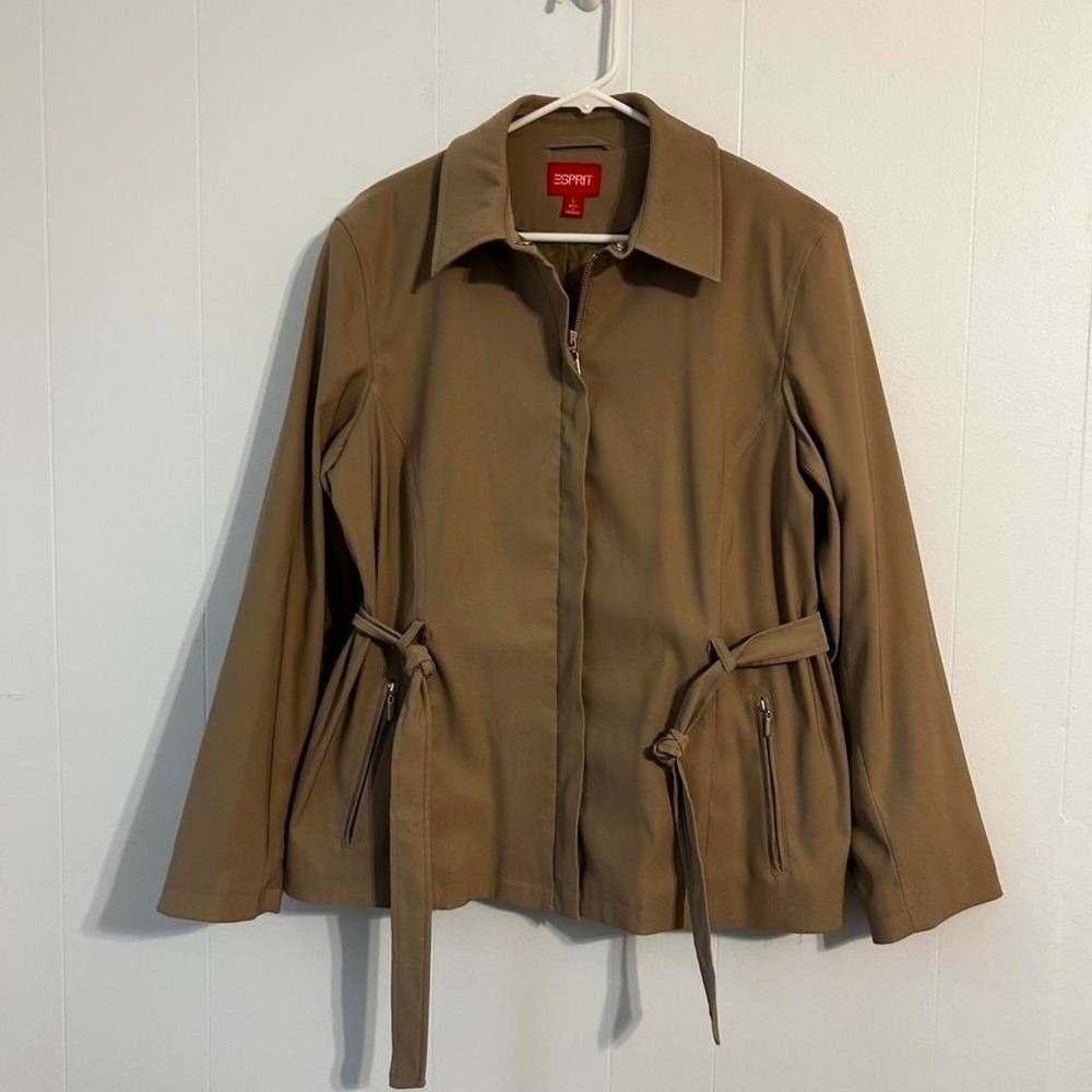 Esprit size large Short‎ Trench Coat Weather Resistant Zip Up Jacket
